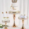 Andra evenemangsfestleveranser Guldkakestativ efterrättbord Stands Gold Pedestal Cake Stand Glass Cake Stands for Wedding Party Baby Shower Christmas 230217