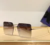 Rimless Square Sunglasses for Women Gold Metal Grey Gradient Shades Designers Sunglasses UV400 Eyewear with Box