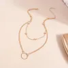 Pendentif Colliers Collier rond minimaliste pour femmes Couleur Or Clavicule Chaîne courte Bijoux de mode Déclaration Fille Cadeau