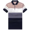 Herrpolos märke kort ärm polo tee skjorta män avslappnad sommar randiga klädskjortor mens mode smal fit hirt 722 230217