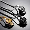 Pendant Necklaces Personality Punk Style Gold/Black/Silver Color Skull Necklace Motorcycle Party Cool Long Chain For Men Women Jewelry