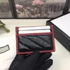 wysokiej jakości czarny czerwony oryginalny skórzany portfel damski z pudełkiem luksusowe projektanci portfeli portfela Poręcza karty kredytowej 5738122394