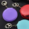 Keychains Double-Sided Dirt-resistant Pu Leather Pendant Gifts Makeup Mirror Small Round Keychain Folding Pocket