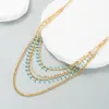 Chains Fashion Style Multi-Layer Titanium Steel Female Hip Hop Turquoise Pendant Trendy Clavicle Chain Accessories NecklaceChains