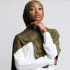 Etniska kläder 2023 Kvinnor Vanlig bubbla Bomull Jersey Scarf Head Hijab Wrap Solid Color Pannband Sjalar Foulard Femme Muslim Hijabs Store