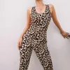 Active Sets Women Leopard Print Sport Set Set Set Fitness Yoga Gym Sportswear 2023 Сексуальные крест -сквозные комбинезоны без спины.