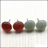 Stud enkel trendig geometrisk 12mm runda blandad f￤rg naturlig sten roskartz ametist￶rh￤ngen f￶r kvinnor smycken droppleverans dhbp1