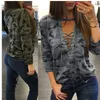 T-shirts Femmes 1233 Dames Camouflage Low-Cut Ajouré Bretelles À Manches Courtes Femmes Évider T-shirt Sexy Urbain