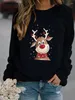 Polos pour femmes manches décontracté arbre imprimé pull col rond sweat vêtements de noël joyeux hauts Harajuku dames mode longue