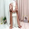 Ethnic Clothing High Quality Ramadan Eid Muslim Hijab Cardigan For Women Open Abaya Dubai Satin Kimono Arab Robes Islamic Loose Femme