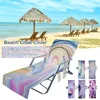 Stol täcker sommartryckt strandtäcke poolstolar med sidor förvaringsfickor filt för solbad simning