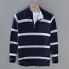 Maglioni da uomo 8502 Autunno Inverno Moda Uomo Colletto Polo Maglione a righe vintage Student Campus Pullover dolcevita stile fresco