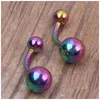 Navel Bell Button Rings Wholesales 100Pcs/Lot Mix 7 Colors Stainless Steel Plated Titanium Body Piercing Jewelry Bar Belly Dhgarden Dh6Vv