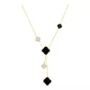 Designer high-quality necklace jewelry Pendant Mother of Pearl red black double-sided necklace gold chain Women's gift