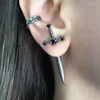 Stud Earrings Gothic Kinitial Sword Vintage Cool Punk Crystal Ear Jacket Goth Dagger Jewelry Gift For Women