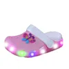 Slipper Children Colorful LED Glow Sandals Casual Kids Shoes Cute Dinosaur Butterfly Lightweight Non-slip Summer Garden Beach Slippers W0217