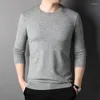 Sweaters masculinos Primavera Autumn Wool Men's Luxury Round Collar Manga Longa Male Pullover Simples 3xl