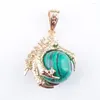 Pendant Necklaces RONGZUAN Malachite Gem Stone Round Ball Bead Dragon Claw Crystal Reiki Chakra Pendulum Necklace 18" Chain Jewelry