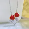 Kedjor 2023 925 Silver Red Corundum Pigeon Blood Ruby Necklace Sweet Heart Charm Girl Girl