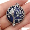 Charmes Pierre Naturelle Améthystes Rose Quartz Chakra Lapis Hibou Arbre De Vie Pendentifs Pour Collier Bijoux Accessoires Marquage Goutte Deli Dhga1