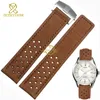 Watch Bands Genuine Leather Bracelet 22mm Watchband Strap For Wrist Watches Brown Gray Breathable Band Accessories Fold Buckle1