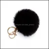 Key Rings Imitation Rex Rabbit Fur Plush Keychain Bag Cartoon Pendant Cone Car Hair Ball Accessories Keychains 8Cm Drop Delivery Jewe Dhh1M