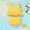 Bil DVR ONE-Pieces Onepieces Baby Girls Bikini Swimsuit Suit Barnkläder Summer Beach Kort ärm 2st 2st Set Vacation Dress Holi Dhxrj