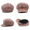 Berets Women's Black 2023 Hats Autumn Winter Fashion Wool Patchwork Hat Sboy Caps With Belt Female Gorras 56-58cmBerets