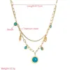 Chains Fashion Style Multi-Layer Titanium Steel Female Hip Hop Turquoise Pendant Trendy Clavicle Chain Accessories NecklaceChains