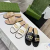 luxury Nice Shoes New Slipper Women Wide Crotch Diamond Buckle With Spring Summer Flat Comfortable Soft Metal Letter One Line Slipper Shopping Beach Fashion Designe