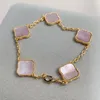 Fashion Women Charm designer Bracelets Classic 4/Four Leaf Clover Chain bracelet 18K Gold Agate Shell Mother-of-Pearl for Women&Girl Wedding Mother' Day Jewelry