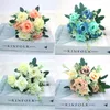 Decoratieve bloemen verkopen kunstmatige rozensimulatieboeket 7 Big Head Diy Fake Flower Wedding Christmas Home Decoration Party Office