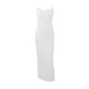 Casual jurken combhasaki dames massieve kleur veer trim patchwork strapless wrap kist backless midi bodycon feestclub magere buisjurk