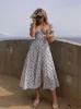 Robes Décontractées NCLAGEN Boho Charme Imprimé Floral Vacances Manches Bouffantes Fente Vestidos Femmes Summer Party Club Vintage Longue Robe 230217