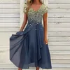Casual Dresses Elegant Green Party Women O Neck Lace Half Sleeve Prom For Solid A-Line Boho Sexy Long 230217