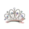 Pastrel Rainbow Hair Bows Gradient Color Ribbon Princess Crown Coils Clips debout Bowknot Hairpin Kids Barrette Accessoires de cheveux cor￩ens 1655