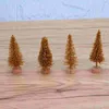 クリスマスデコレーションツリーツリーミニサイサル人工ブラシボトルクラフトミニチュア木製パインテーブルトップフロストクラフト小さなディスプレイ