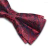 Kowądy Wysokiej jakości 2023 moda męska na ślub podwójny materiał Paisley Bowtie Club Banquet Butterfly krawat z pudełkiem podarunkowym