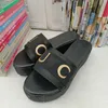 2023 Designer Slides Slippers Thick bottom Sandals Letter Embroidery mini double G Fashion lady Platform Wedges Sandal Beach High 1081760