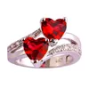 Trouwringen Hart Knippen Rood Whiloredana TE Cubic Zirconia Zilverkleur Maat 6 7 8 9 10 Voor romantische mooie vrouwen geschenken