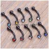 Eyebrow Jewelry Piercing 16G Ball Banana Ring Labret Bars Hypoallergenic Surgical Steel Body Drop Delivery Dhgarden Dhjgi