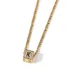 Hip Hop A-Z niestandardowe litery Spuare Naszyjnik Bling 18k Real Gold Pleated Biżuterii Topbling