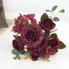 Fiori decorativi Bouquet di peonia artificiale di ortensia artificiale europea Decorazione finta del soggiorno Matrimonio Puntelli per riprese a casa