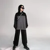 Kadın Hoodies Sweatshirts Stand Yaka Yarım Zip Fırçalı Hoody 2023 Kış Gevşek Yüksek Kazak Modaya Modeli Kontrast Renk Rac