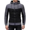 Sweats à capuche pour hommes Zipper Hooded Mens Casual Sports Sweat Fashion Contrast Stitching Design