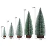 Julekorationer 5st Xmas Pine Needle Tree Frosted Sisal Fake Tiny Desktop Decoration