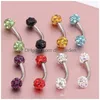 Eyebrow Jewelry E10 Ring 30Pcs/Lot Mix 10 Color Shamballa Disco Ball Stud Piercing Jewery Bar Drop Delivery Body Dhgarden Dhvld