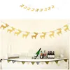 Decorative Flowers 1pcs Christmas Deer Garlands Paper Pennants Bunting Wedding Party Banner Hanging Garland Shower Room Door Decor 8ZSH287