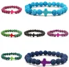 Bracelets de charme bracelet de lave noire naturelle bracelet turquoise croix vaolcano aromathérapie huile essentielle diffuseur pour femmes yoga drop dhv0u