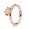 18K Rose Gold Heart Coração Padlock Ring para Pandora 925 Sterling Silver Fashion Party Designer Jóias para Mulheres Namorada Presente Aum